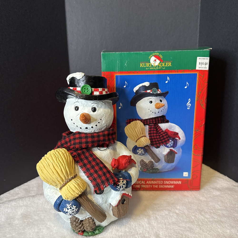 VTG Kurt S Adler‎ 9" Musical Animated Snowman Santa's World Frosty the Snowman
